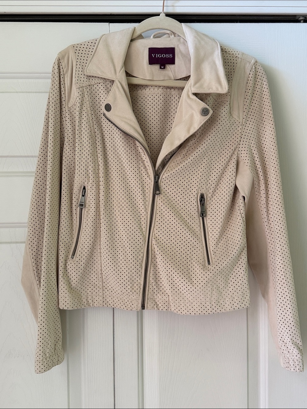 Vigoss Light Beige Perforated Moto Jacket